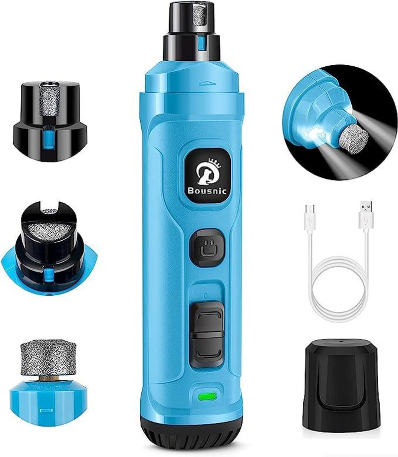 Dog Nail Grinder with 2 LED Light - Super Quiet Pet Nail Grinder 2-Speed Powerful Electric Dog Nail Trimmer File Toenail Grinder for Puppy Small Medium Large Breed Dogs & Cats