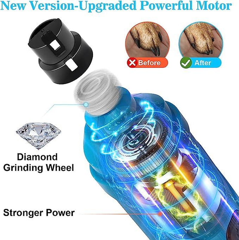 Dog Nail Grinder with 2 LED Light - Super Quiet Pet Nail Grinder 2-Speed Powerful Electric Dog Nail Trimmer File Toenail Grinder for Puppy Small Medium Large Breed Dogs & Cats