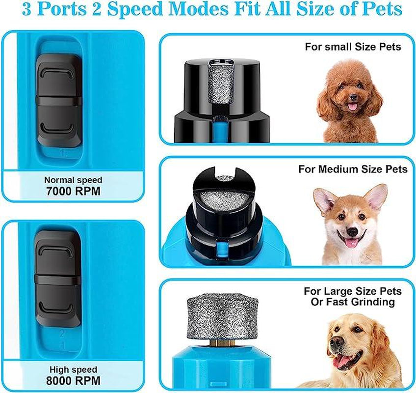 Dog Nail Grinder with 2 LED Light - Super Quiet Pet Nail Grinder 2-Speed Powerful Electric Dog Nail Trimmer File Toenail Grinder for Puppy Small Medium Large Breed Dogs & Cats