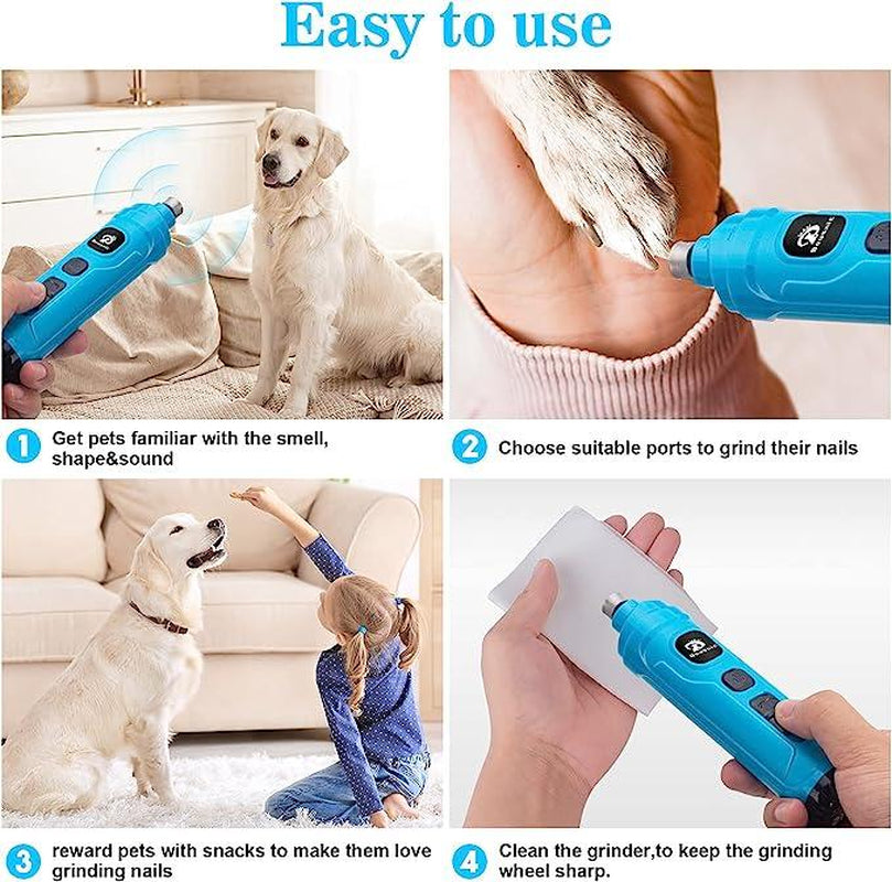 Dog Nail Grinder with 2 LED Light - Super Quiet Pet Nail Grinder 2-Speed Powerful Electric Dog Nail Trimmer File Toenail Grinder for Puppy Small Medium Large Breed Dogs & Cats