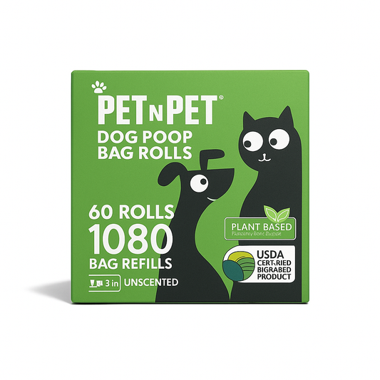 PET N PET Dog Poop Bag USDA Certified 41% Biobased Poop Bags 270&1080 Counts 60 Rolls 9X13 Inches Dog Poop Bag
